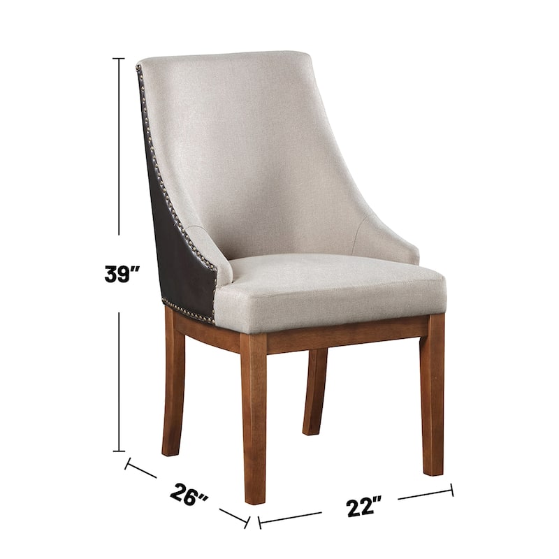 Set of 2 Faux Leather Dining Chairs with Nailhead Trim in Brown