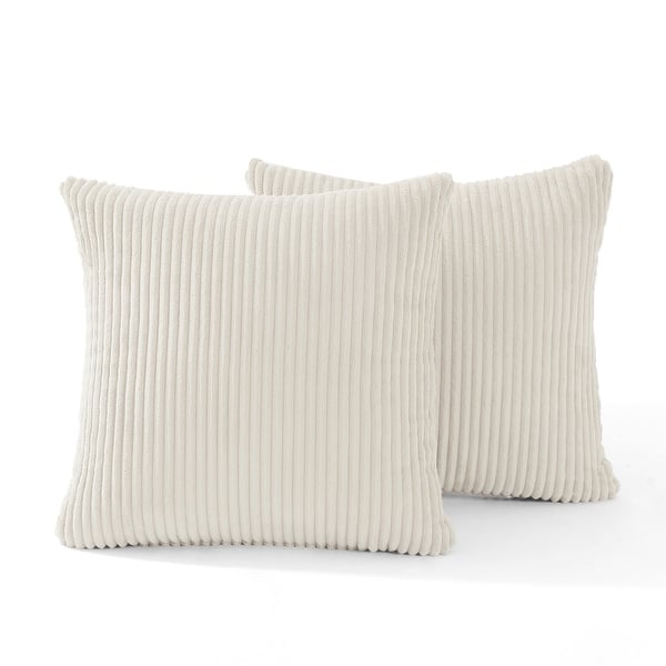 Set of 2 Modern Square Corduroy Accent Throw Pillow - 16.8"×16.8" - Beige