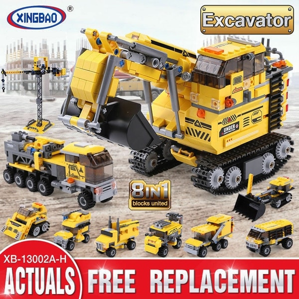 XINGBAO 13002 Excavator 8 in 1 Building Block with Original Box - 7'6" x 9'6". Opens flyout.