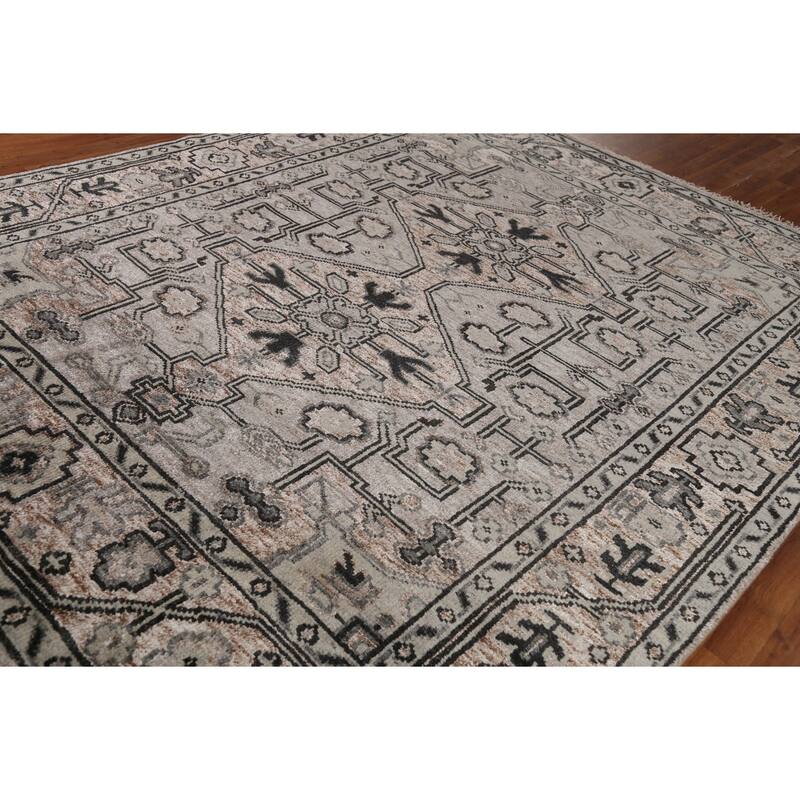 Heriz Serapi Indian Area Rug Hand-Knotted Traditional Wool Carpet - 8'0" x 9'10"
