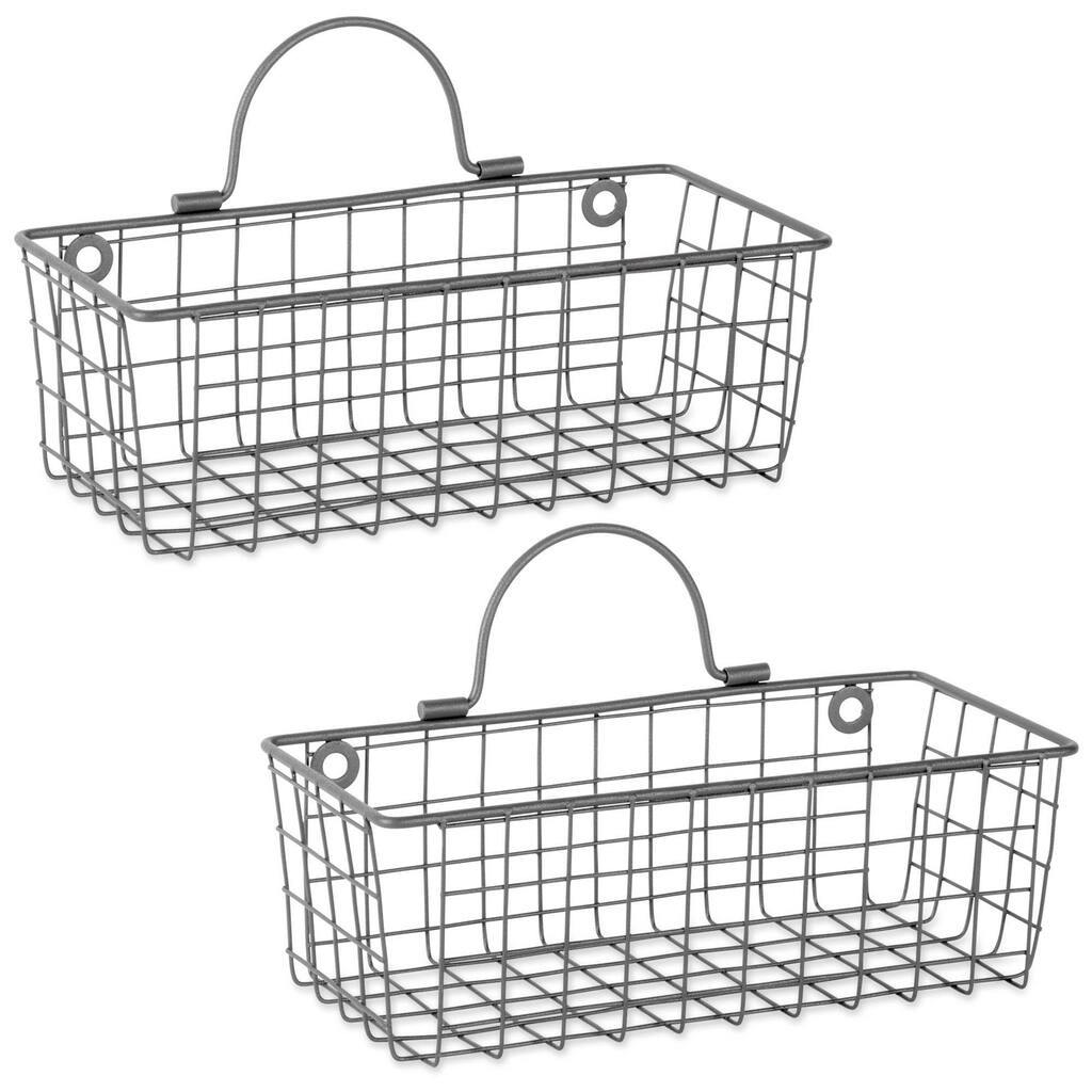 Set of 2 Gray Multi-purpose Wall Mount Basket and Holder 11.80"