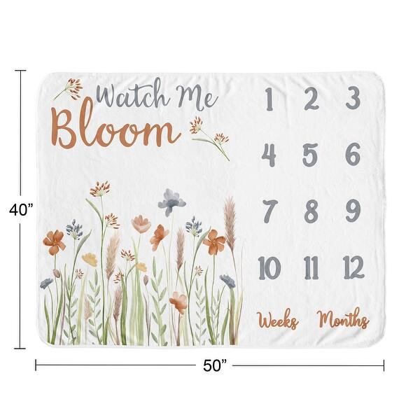 Sweet Jojo Designs Boho Floral Garden Flower Collection Girl Baby Monthly Milestone Blanket Green Watercolor Bohemian Wildflower