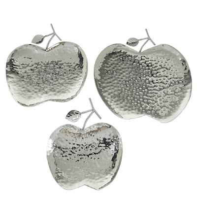 Metal Fruit Apple Tray - Set of 3 Silver - Roche River Decor