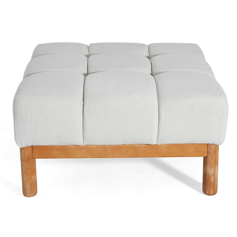 Christopher Knight Home - Biscuit Modern Upholstered Tufted Ottoman with Deep Cushion Design
