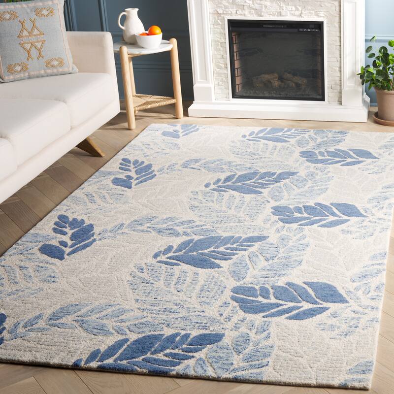 SAFAVIEH Hand-Tufted Martha Stewart Trajanka Modern & Contemporary Wool Rug - 4' x 6' - Ivory/Blue