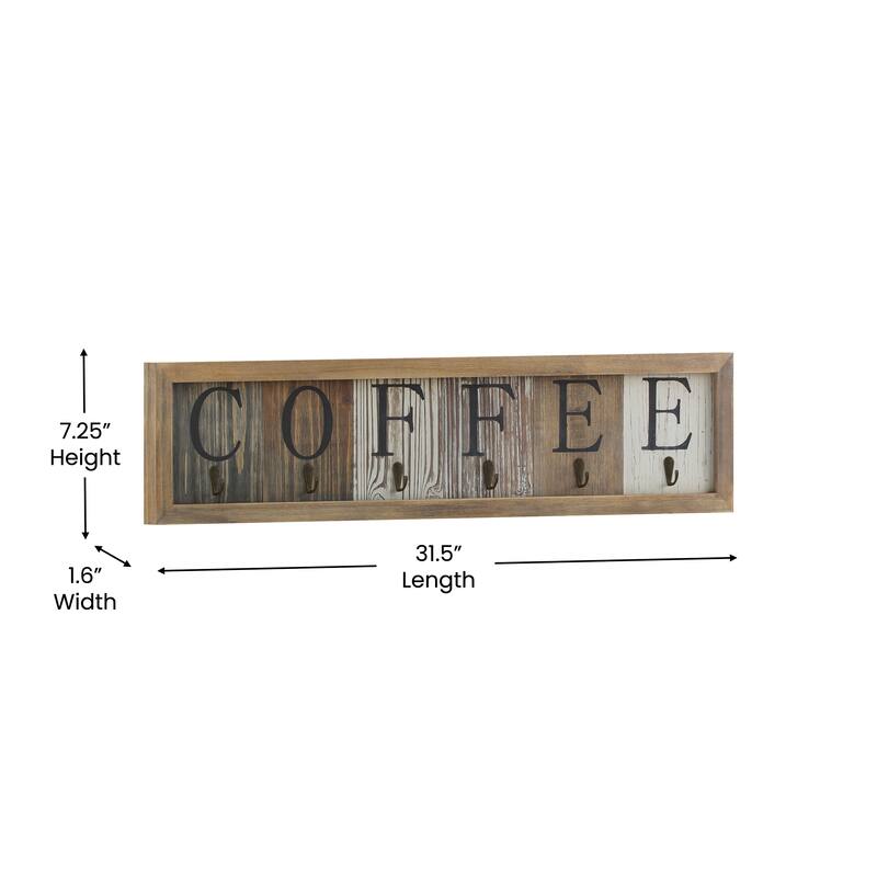 Wall Mount Printed Coffee Mug Rack