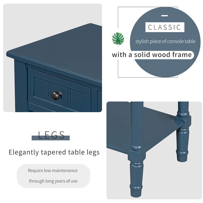 23.7" Narrow Entryway Table with 3 Drawers and Open Bottom Shelf, Slim Console Table for Living Room, Foyer, Hallway, Entryway