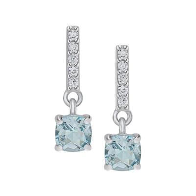 .925 Sterling Silver Blue Topaz and Sapphire drop Earring