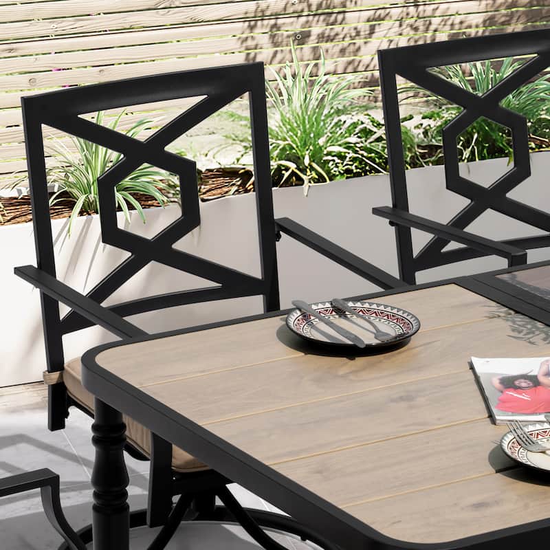 Patio 7-Piece Outdoor Dining Set with Cushions, Swivel Design