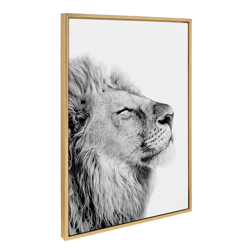 Kate and Laurel Sylvie Self Actualizing Lion Canvas by Amy Peterson - 23x33 - Plastic - Gold
