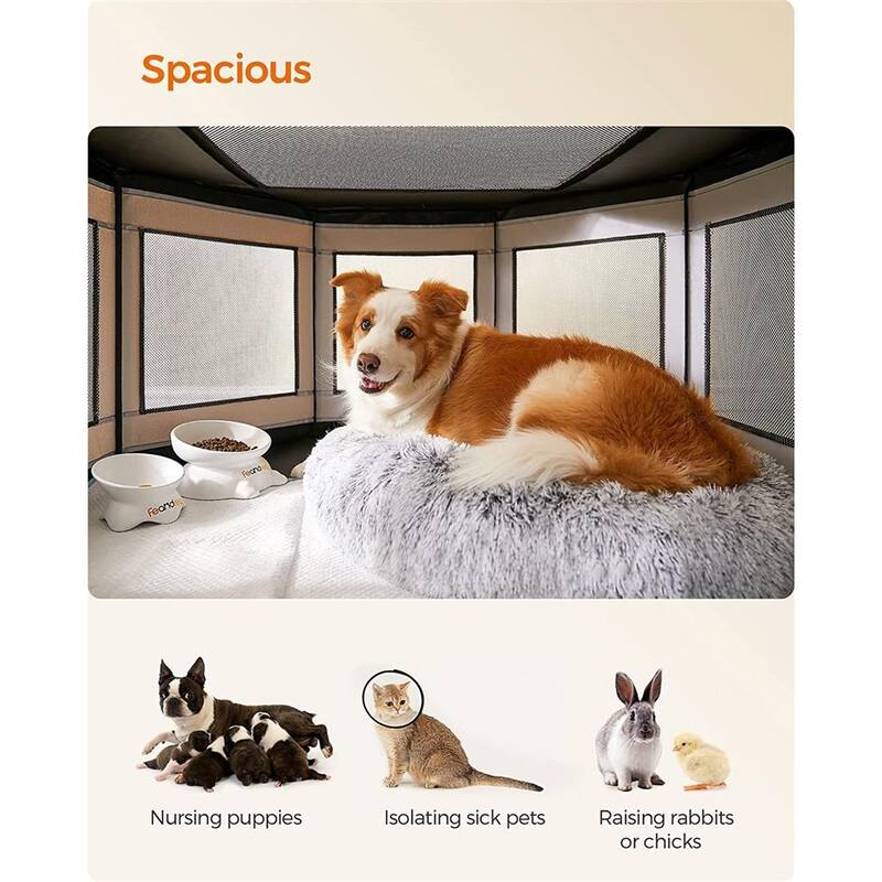 Dog Playpen, PVC Pipe Frame, Breathable Mesh, Double Openings, with Storage Bag