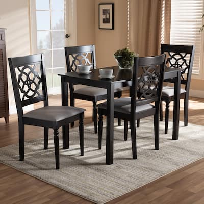 Renaud Modern Grey and Walnut Brown Wood 5-Piece Dining Set