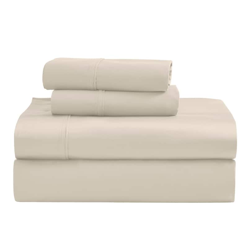 Blue Nile Mills 1200 Thread Count Egyptian Cotton Deep Pocket Sheet Set - Queen - Ivory