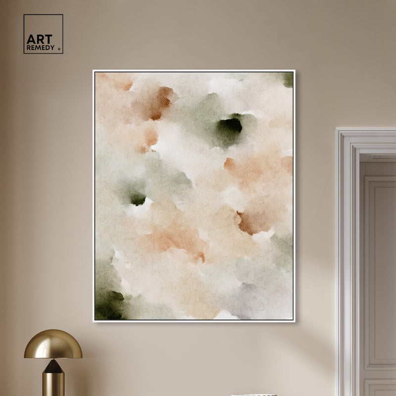 Art Remedy Cotton Balls And Cinnamon Framed Watercolor Boho Abstracts