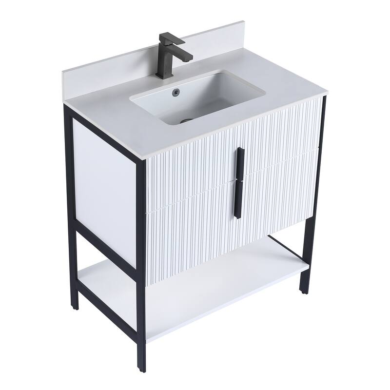 Fine Fixtures Serenity Modern Bathroom Vanity with White Stone Top