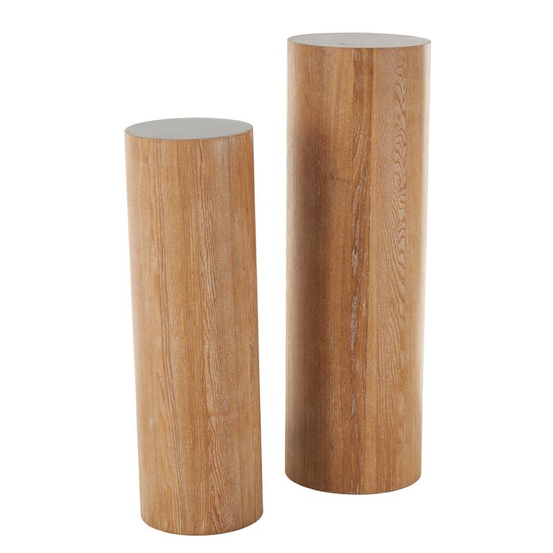 Wood Handmade Pedestal Table - Set of 2 Brown, Black or White - Roche River Decor