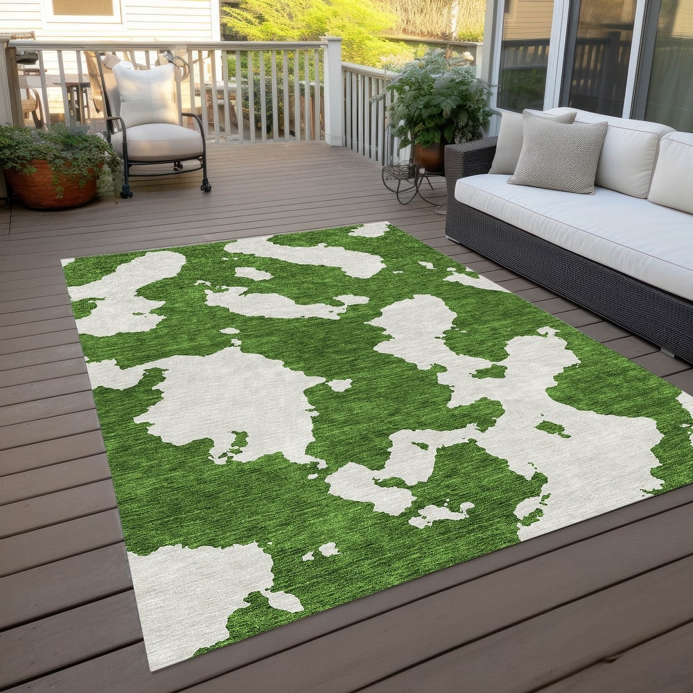 Machine Washable Indoor/ Outdoor Contemporary Abstract Chantille Rug