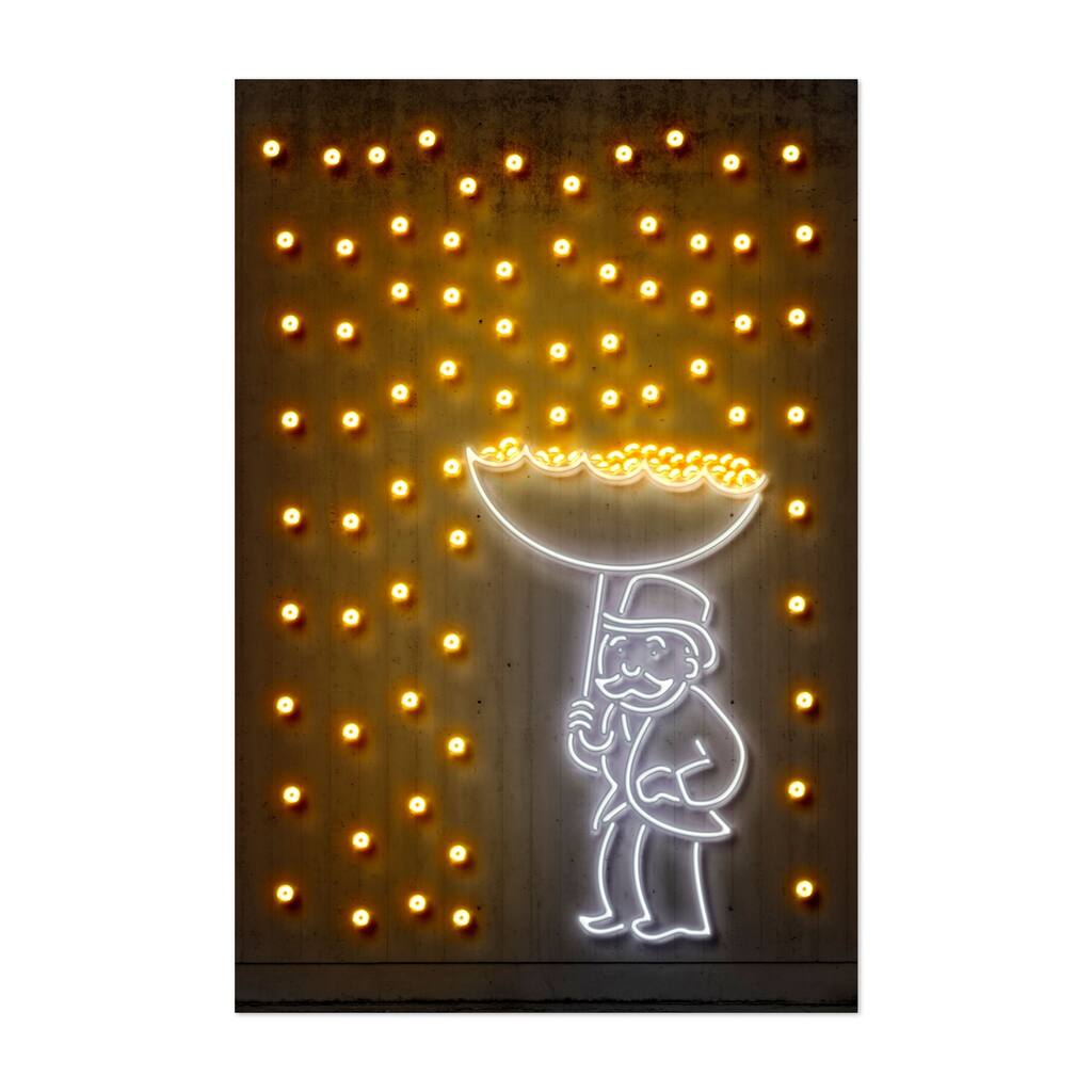 Money rain Digital Monopoly Neon Pop Art Rain Art Print/Poster
