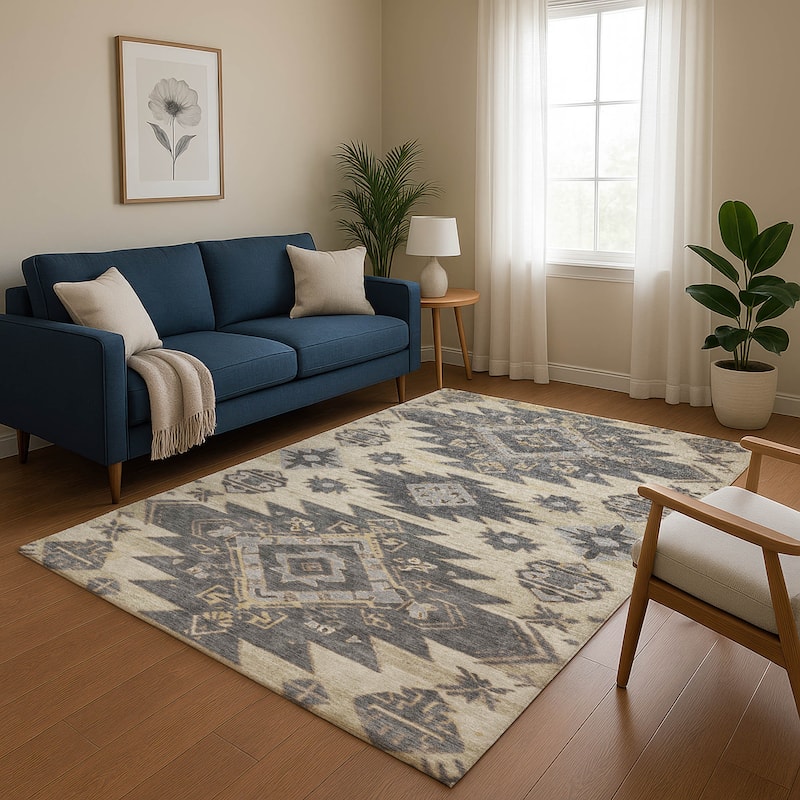 Premium Washable Super Soft Global Tribal Mayfield Rug - Beige - 5' x 7'6"