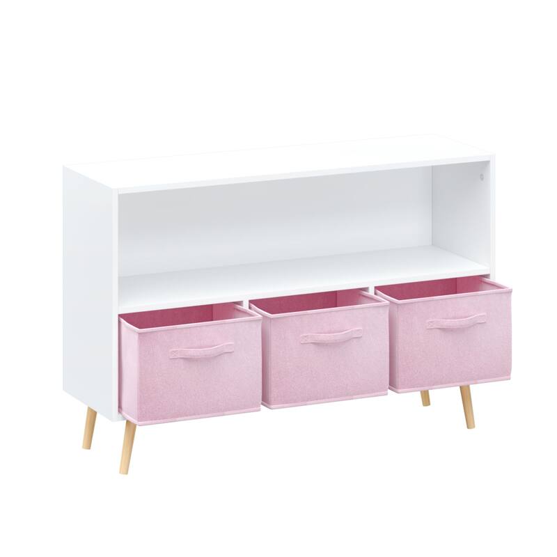 Kids bookcase with Collapsible Fabric Drawers