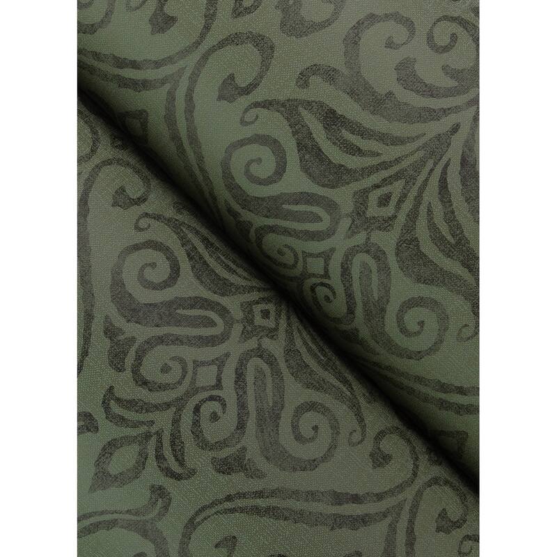 Chesapeake Adavu Dark Green Damask Wallpaper