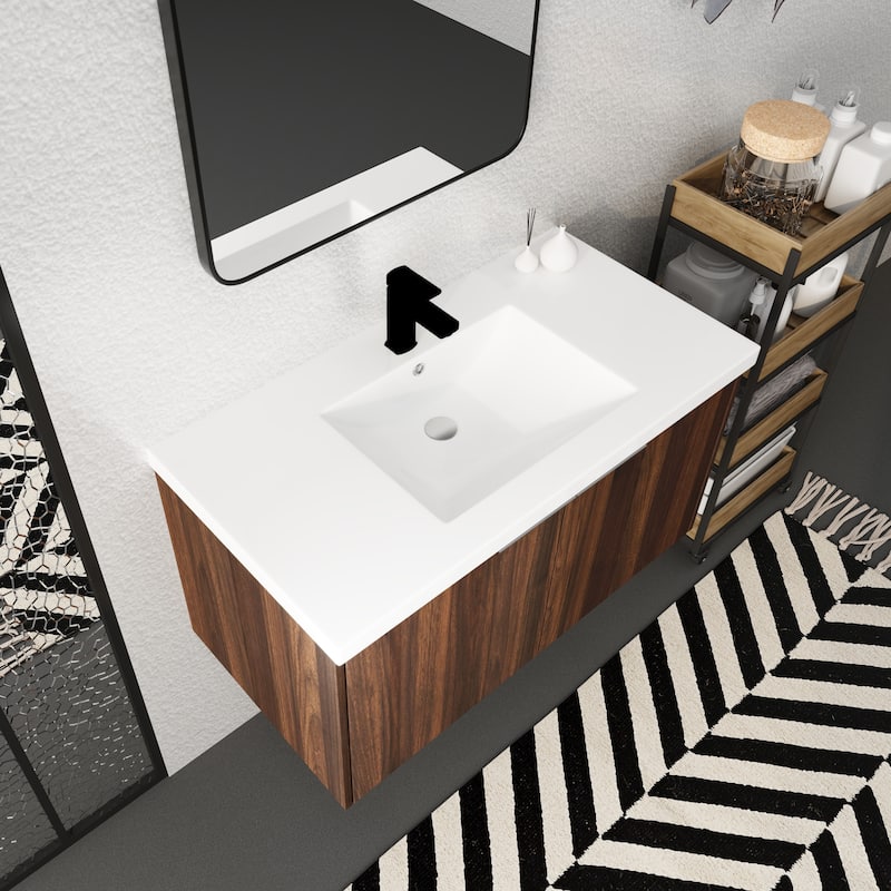 Modern Design 36 Inch Float Mounting Bathroom Vanity With Sink Soft Close Door,2 Doors