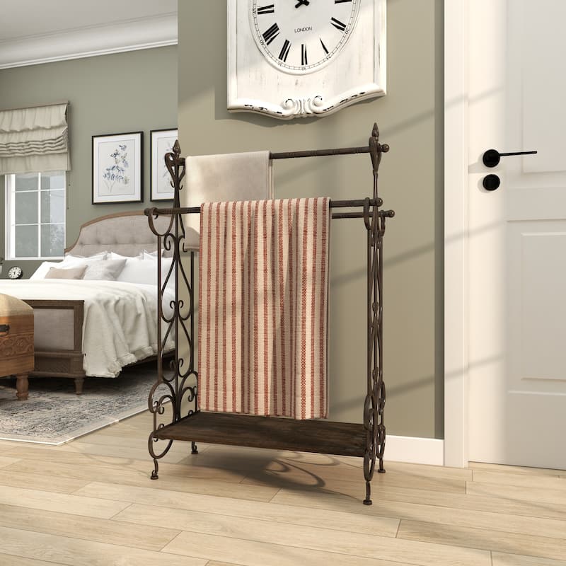 Black Wood Scroll Quilt Rack