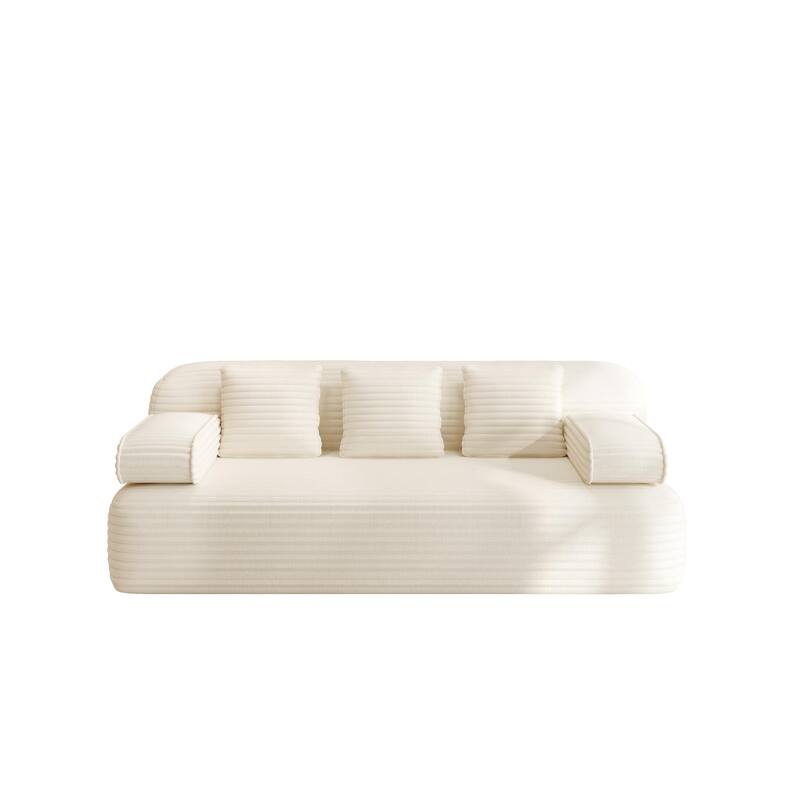 78.7-Inch Convertible Sofa Bed, 2-in-1 Frameless 3-Seater Couch with Plush Corduroy Fabric for Small Spaces