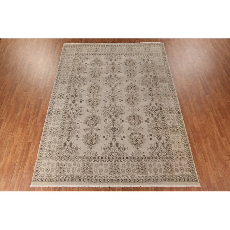 Geometric Oushak Oriental Area Rug Handmade Wool Carpet - 8'10"x 11'11"