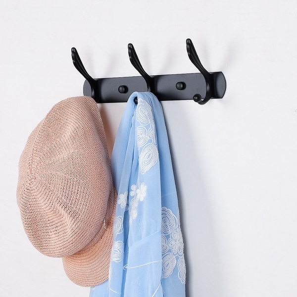Dual Wall Hooks Znic Alloy Racks 10 Inch 3 Hooks Cloth Towel Holder Black