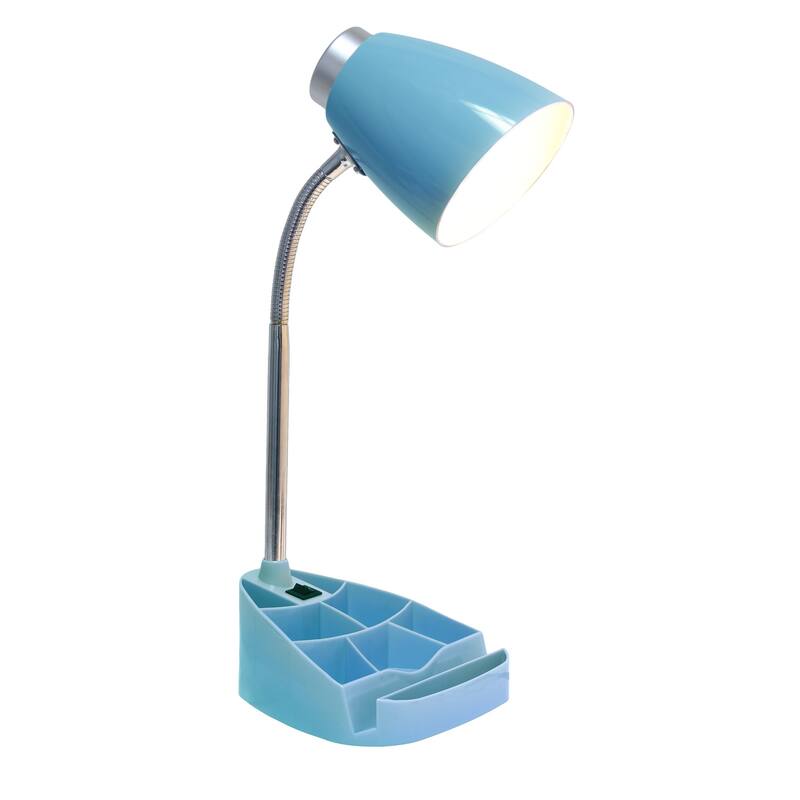 18.5 in. Chrome Finish Table Lamp with Blue Shade, Desk Lamp for Writing and Computer Desks