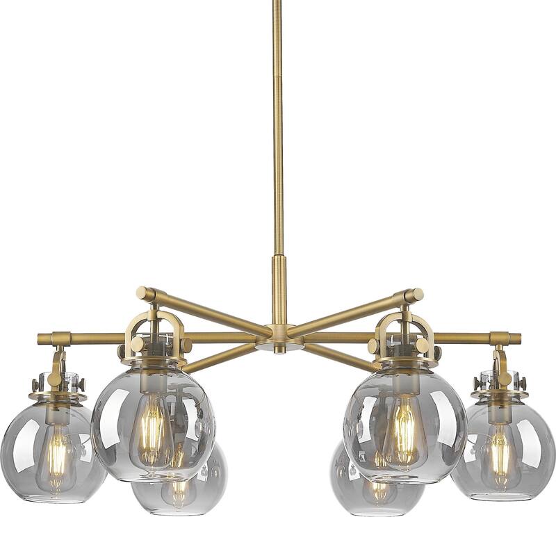 Innovations Lighting 410-6CR-16-26 Newton Sphere Chandelier Newton - Brushed Brass / Light Smoke