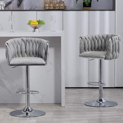 360° Fabric cover Swivel Bar Stools Set of 2