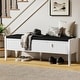 preview thumbnail 6 of 12, Fluted Shoe Storage Bench with Drawers and Cushioned Seat, 47.2 Inch Entryway Bench for Bedroom Living Room Hallway