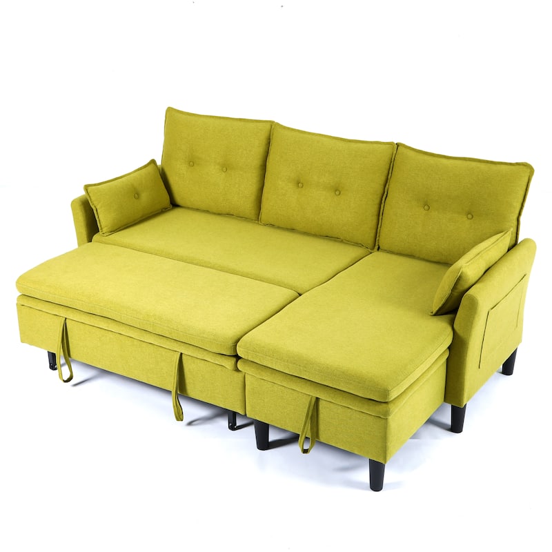 L-shaped Reversible Chaise Sectional Sofa with Storage and Side Pocket