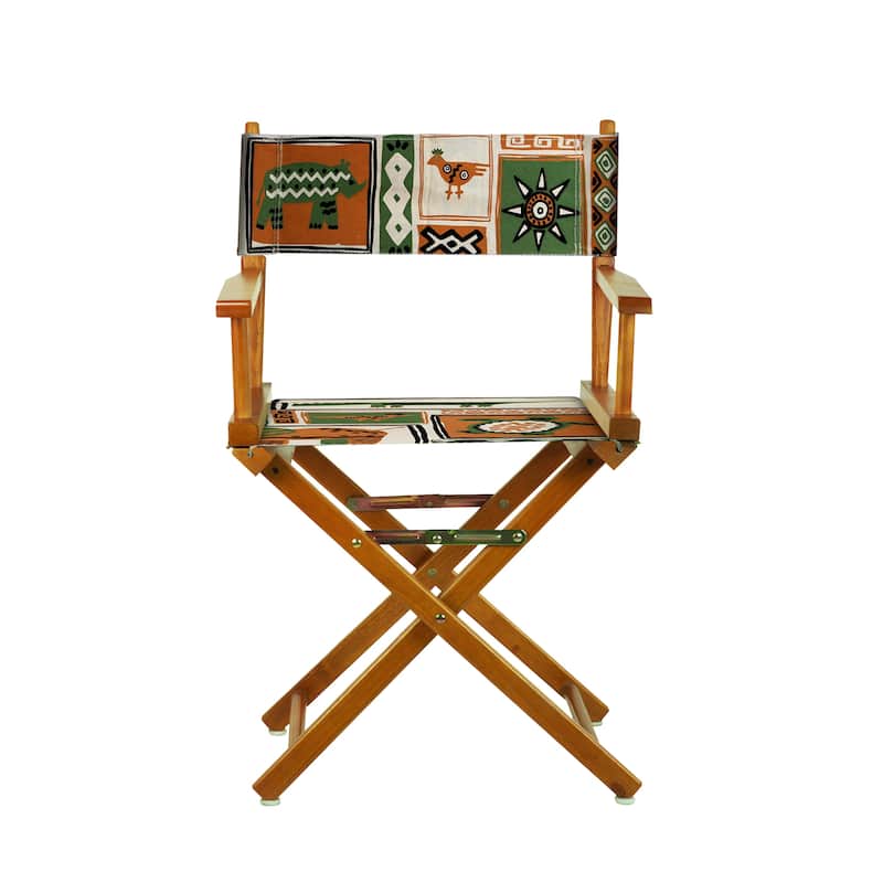 18" Director's Chair Honey Oak Frame-Congo BongoNatural - 21.75"W x 17"D x 33.75"H