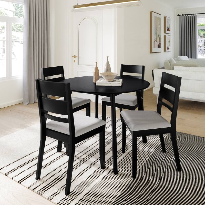 CraftPorch Elegance 4-Piece Chair and Round Table Wooden Dining Set