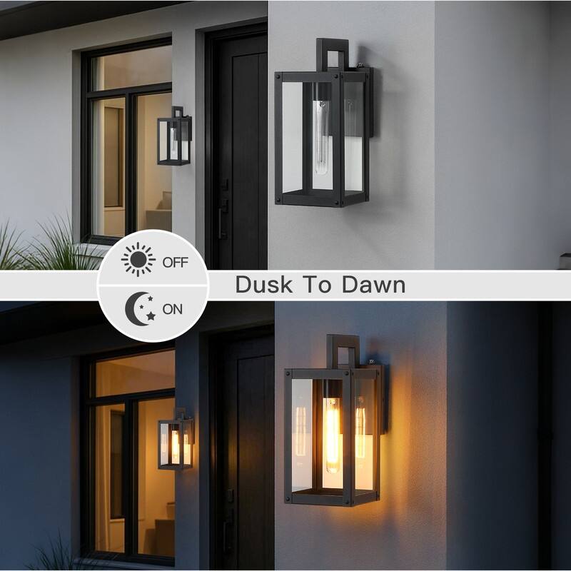 Dusk to Dawn Outdoor Wall Lantern Light - 13.5 in. H