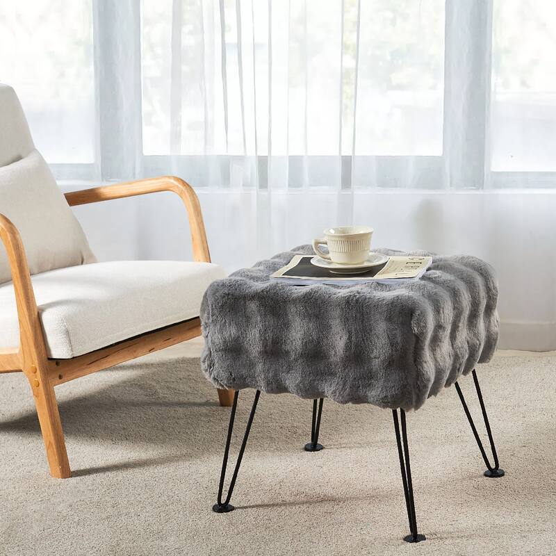Bubble Textured Stool- 17x17x17" - Grey