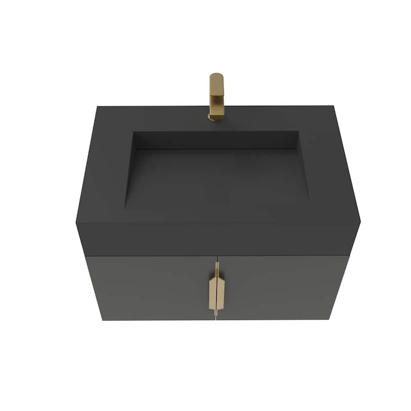 Nile 30-Inch Wall Mounted Bathroom Vanity Set w/ Black Top