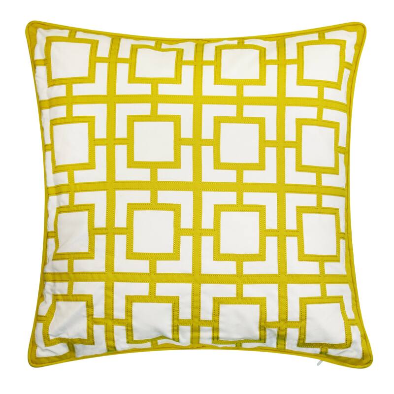 Edie At Home Modern Links Applique Indoor & Outdoor Decorative Pillow, Citron