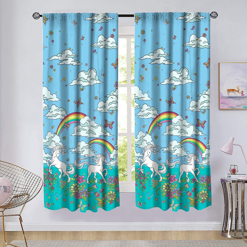 Kidz Mix Unicorn Rainbow Window Panel Pair