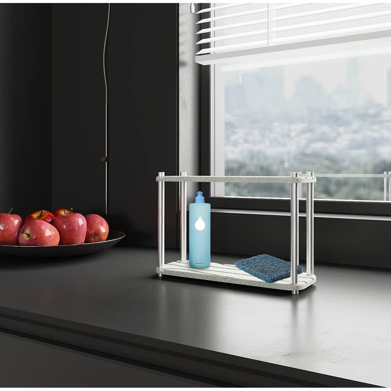 LuxeStone Two Layer Diatomite Bathrooms and Kitchens Quick Drying Organizer&Storage Tray - Gray - 11"