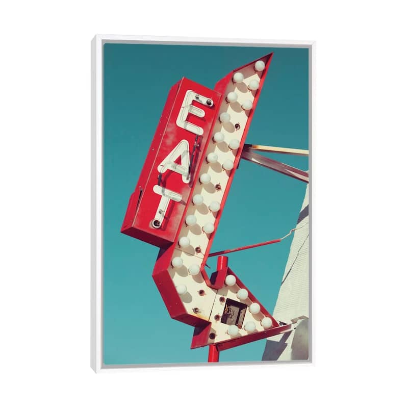 iCanvas "Retro Eat Sign" by Danita Delimont Framed - White - 40x26