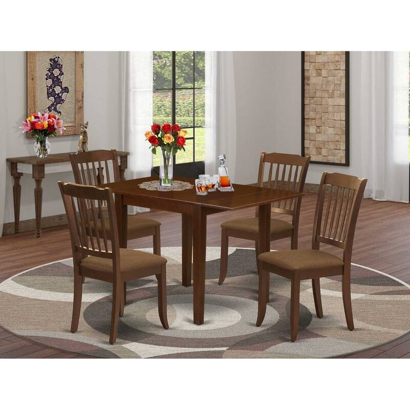HomeStock 5-Pc Mahogany Finish Solid Wood Top - Dining Room Set - Seats 4