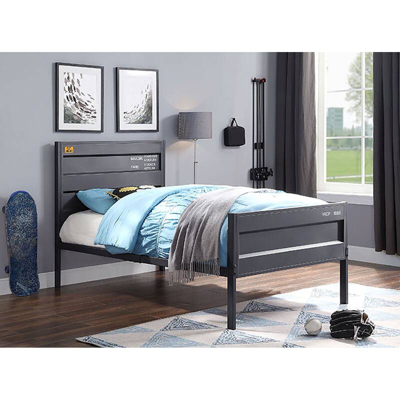 Industrial Gunmetal Twin Platform Bed with Container-Inspired Design - Gunmetal