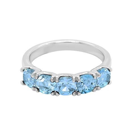 14K Gold Cushion 4x4MM Swiss Blue Topaz Ring by Noray Designs