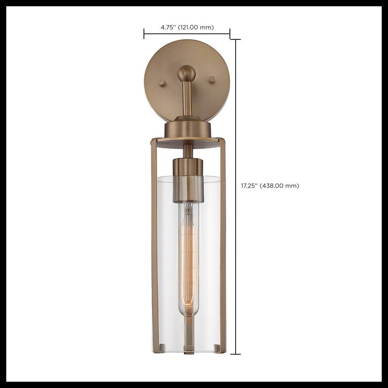 Marina - 1 Light Sconce with Clear Glass - Burnished Brass Finish