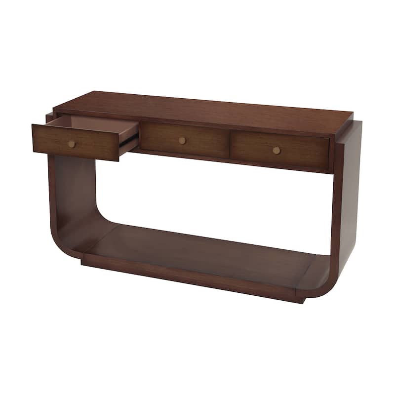 Christopher Knight Home - Alderwood Paulownia Veneer 3 Drawers Console Table with Curved Legs and Ample Storage