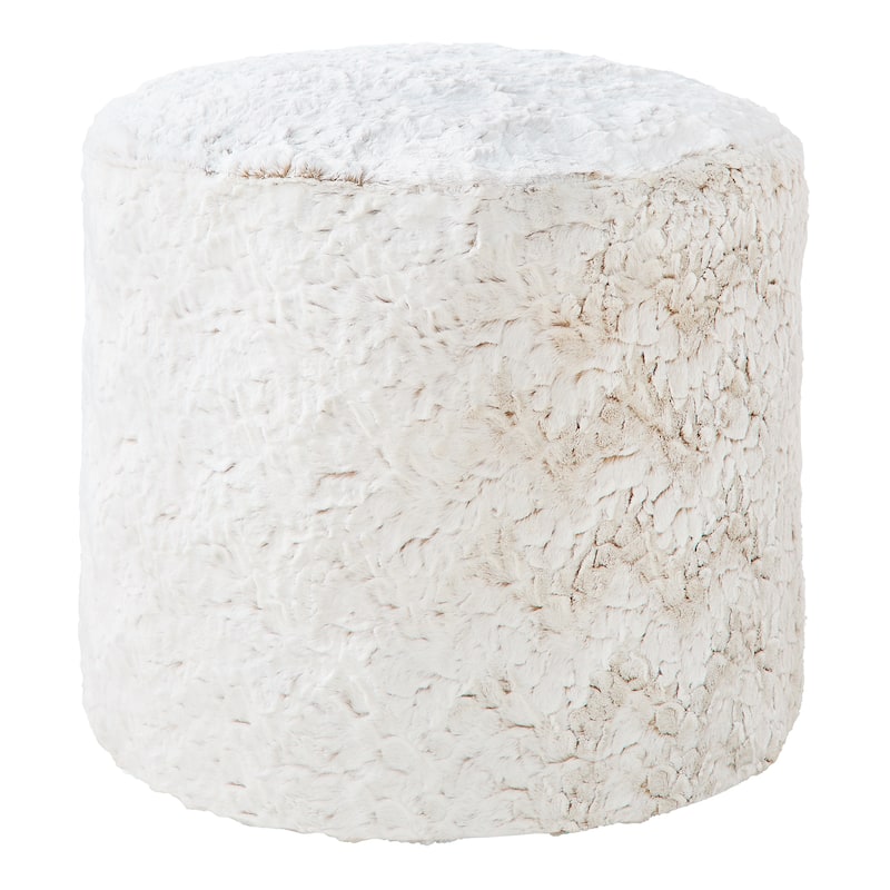 Sorra Home Indoor Faux Fur Round Bean Pouf/Ottoman